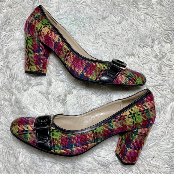 Vero Cuoio Designer Tweed Woven Colorful Heel 7.5 - Picture 1 of 11